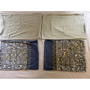 Sky 4 Pc Pillowcase & Sham Set Standard Paisley Floral Blue Gr‎ 100% Cotton Boho
